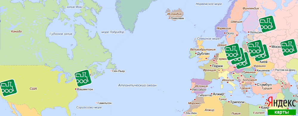 Карта размещения учасников проекта Твой Поезд и Ж.д. клуб