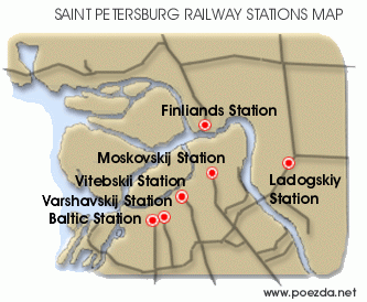Railway map = Saint Petersburs stations