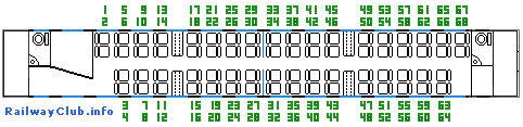 Сидячий вагон 2 кл, 68 мест нумерация мест